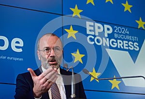 Manfred Weber arrives in Bucharest, 2024 EPP Congress, Bucharest, Romania