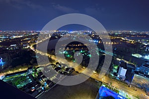 Bucharest skyline panorama at bluehour