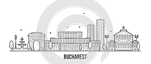Bucharest skyline Romania city buildings vector