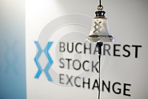Bucharest Stock Exchange logo and opening bell