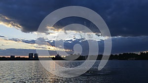 Bucharest timelapse , Romania Herastrau Lake at sunset