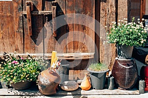 Bucheon Hanok village, Korean traditional house and flowerpot