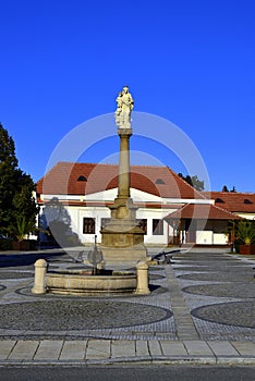 Buchlovice square with a fountain