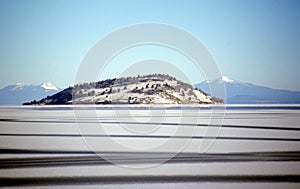 Buck Island on Upper Klamath Lake and Winter Ice