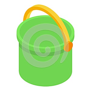 Bucket bath toy icon, isometric style
