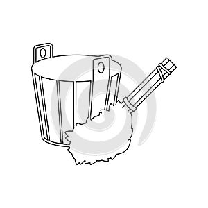 bucket with broom for bath icon. Element of Russia for mobile concept and web apps icon. Outline, thin line icon for website