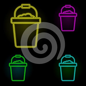 Bucket carwash chemical neon color set icon. Simple thin line, outline vector of car wash icons for ui and ux, website or mobile