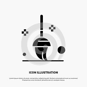 Bucket, Cleaning, Mop solid Glyph Icon vector