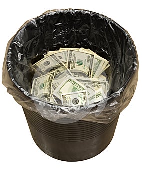 Bucket, dollars, three