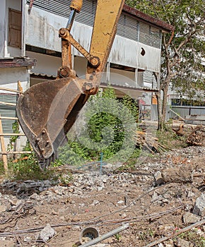 Bucket Excavator. in work excavator destruction construction