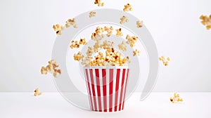 The bucket of flying popcorn.AI generated image photo