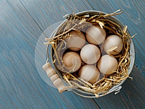 Bucket of fresh eggs