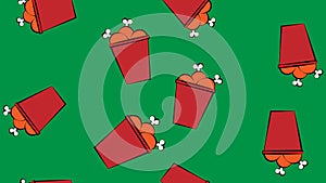 Bucket of fried chicken legs pattern seamless. vector background