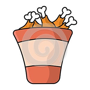 Bucket fried chicken pop. Vector