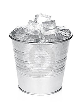 Bucket with ice cubes