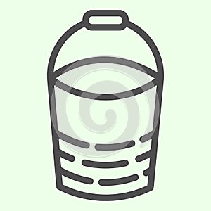 Bucket line icon. Building or domestic bucketful outline style pictogram on white background. Housework and garden
