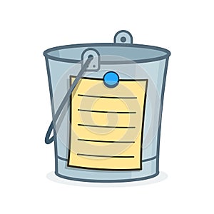 Bucket List cartoon concept with blank page