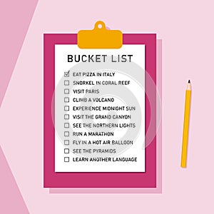 Bucket list life plans checklist photo