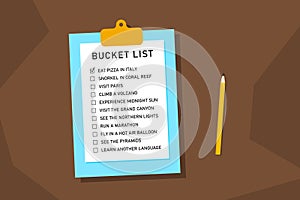 Bucket list travel plans checklist photo