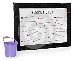 Bucket lists on the board and bucket on completed tasks.