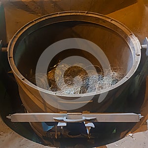 Bucket for loading the charge into the steelmaking furnace.