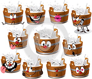 Bucket of Milk Cartoon - Vector Illustration Isolated