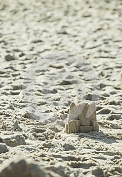 bucket sand cake made on beach sand on holiday