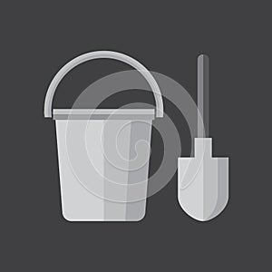 Bucket and spade. Vector illustration decorative design