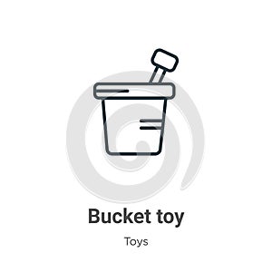 Bucket toy outline vector icon. Thin line black bucket toy icon, flat vector simple element illustration from editable toys