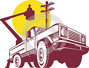 Bucket truck with lineman