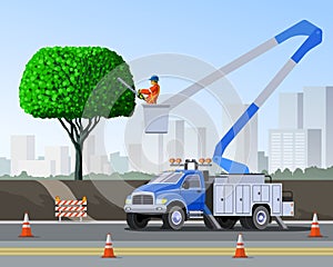 Bucket truck tree surgeon city service vehicle