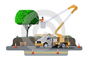 Bucket truck tree surgeon city service vehicle