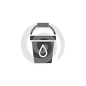 Bucket with water drop vector icon