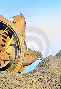 Bucket wheel excavator for digging the brown coal