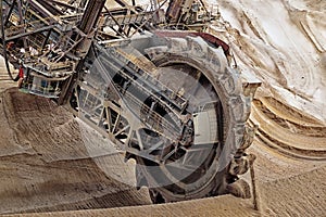 Bucket-wheel excavator mining.