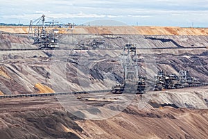 Bucket-wheel excavator in an open pit