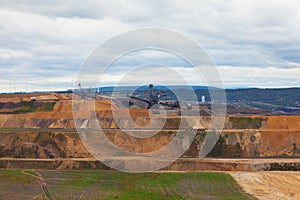 Bucket-wheel excavator in an open pit