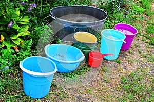 Buckets filled with water