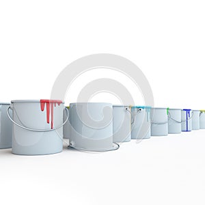 Buckets with paints