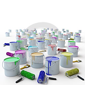 Buckets with paints