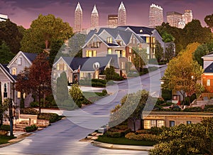 Buckhead Heights neighborhood in Atlanta, Georgia USA.