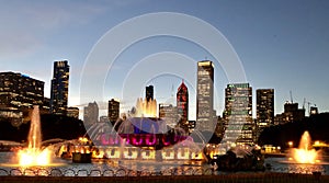 Buckingham Fountain in Gold and Red