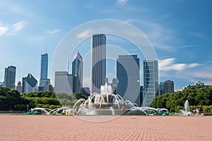 Buckingham fountain in Grant Park, Chicago, USA