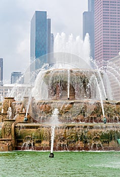 Buckingham Memorial Fountain in Chicago Grant Park, USA