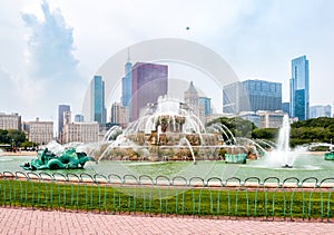 Buckingham Memorial Fountain in Chicago Grant Park, USA