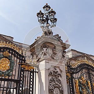 Buckingham Palace, details of decorative fence, London, United Kingdom