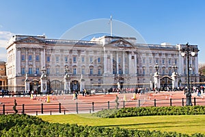 Buckingham Palace in London in a beautiful day