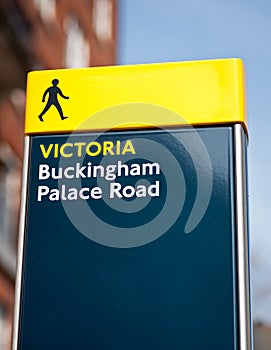 Buckingham palace road sign in London