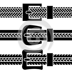 Buckle braided belt black symbols photo