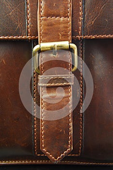 Buckle on leather briefcase photo